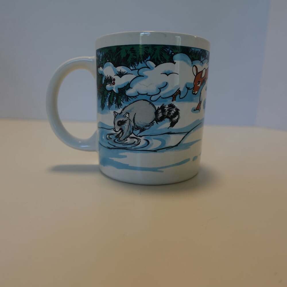 VTG ‘88 Winter Snow Coffee Mug Woodland Animals/ Critters
